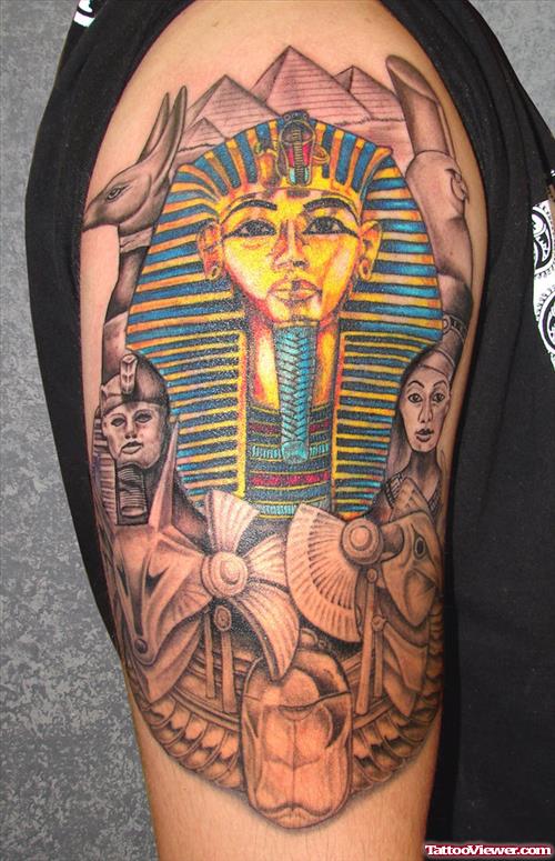 Egyptian Tattoo On Right Half Sleeve