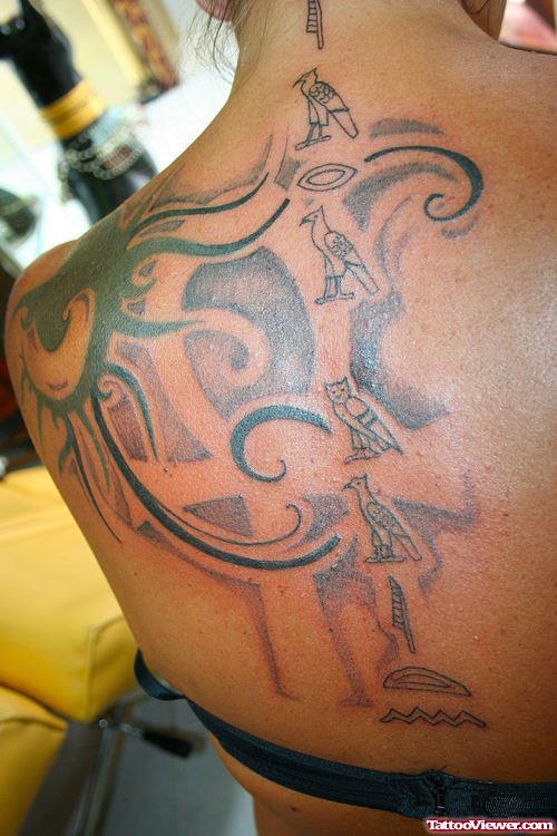 Cool Egyptian Tattoo On Back Body