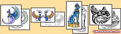 Colored Egyptian Tattoos Designs