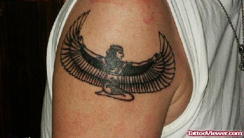 Egptian Tattoo On Man Right Shoulder
