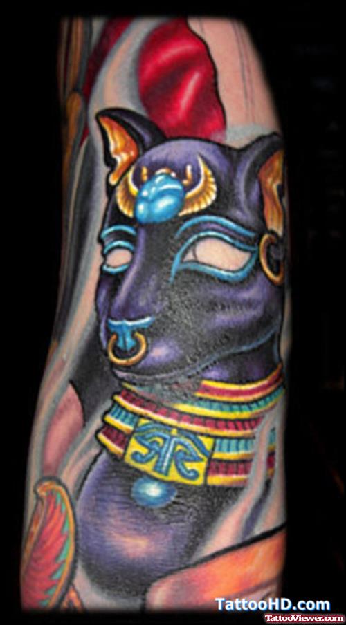 Colored Egyptian Anubis Head Tattoo