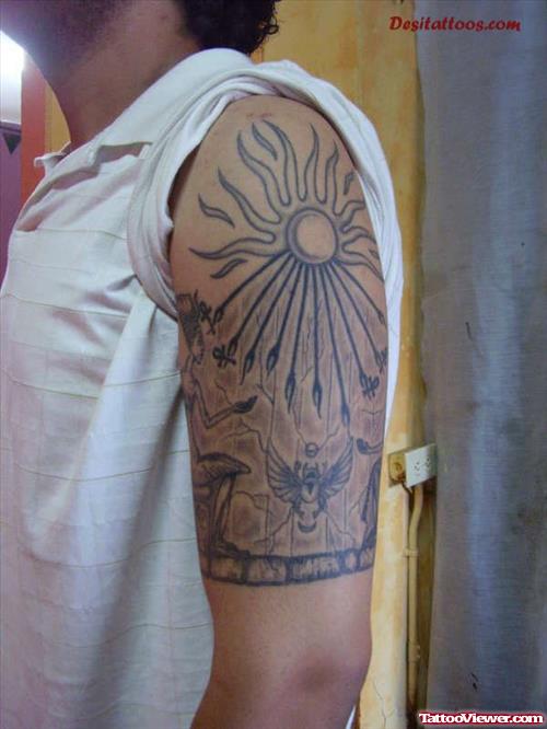 An Egyptian Tattoo On Half Sleeve