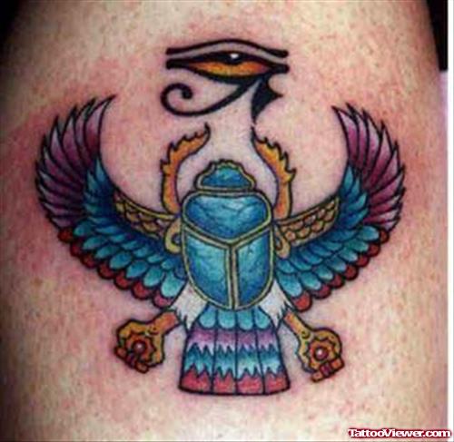 Scarab Colored Egyptian Tattoo
