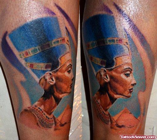 Color Ink Egyptian Girl Tattoo