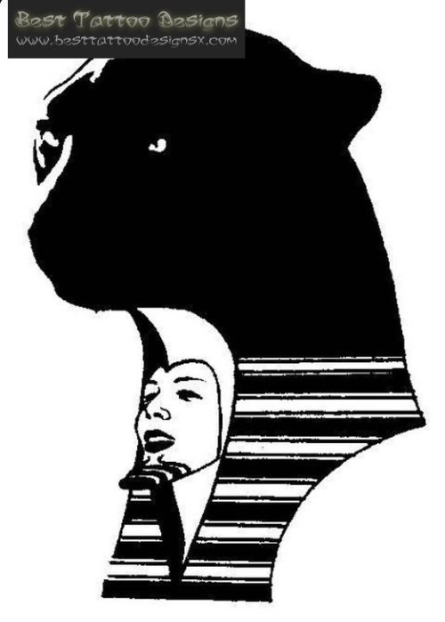 Egyptian Black Cat Tattoo Design