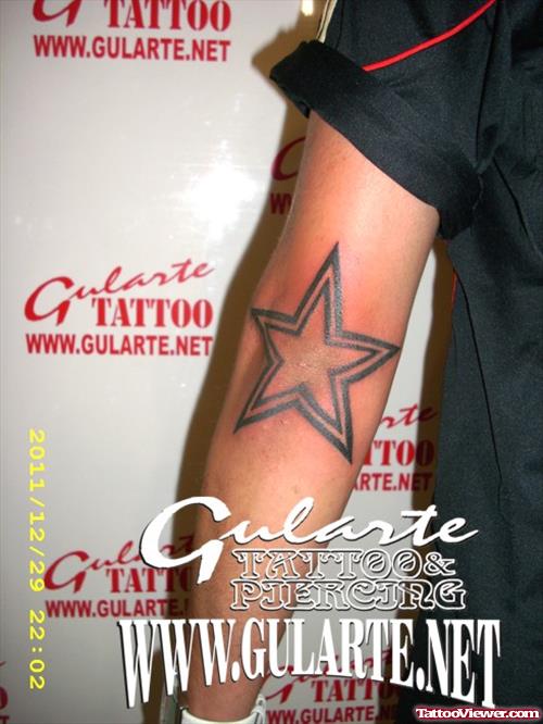 Double Line Star Elbow Tattoo
