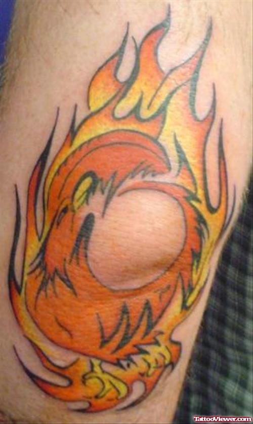 Tribal Flaming Bird Elbow Tattoo