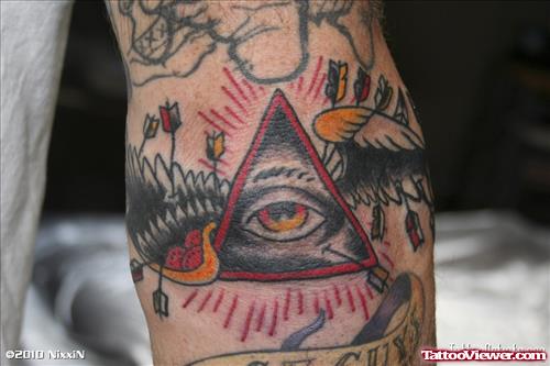 Triangle Eye Elbow Tattoo