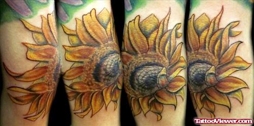 Sun Flower Elbow Tattoo Design