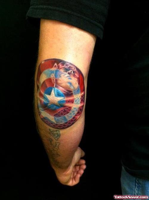 Amrica Flag Elbow Tattoo