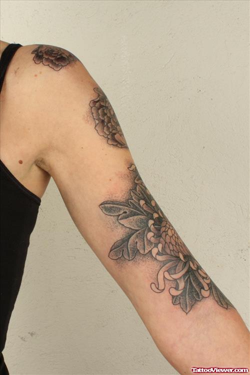 Hooper Acanthus Flower Elbow Tattoo
