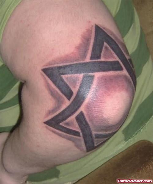 David Star Tattoo On Elbow