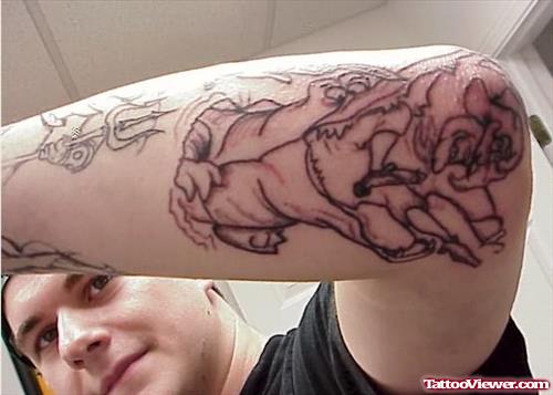 Religious Tattoo On Elbow