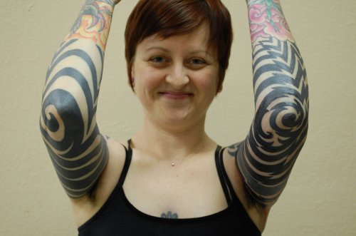 Beautiful Black Spiral Elbow Tattoos