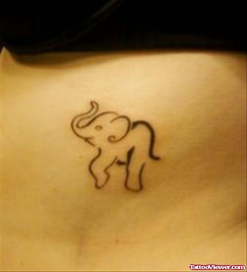 Cute Small Elephant Tattoo With Up Trunk