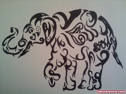 Awesome Tribal Elephant Tattoo Design For Men
