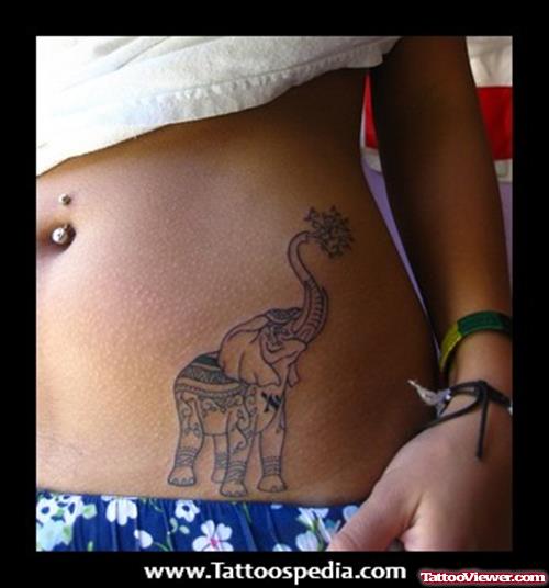 Simple Elephant Tattoo On Girl Hip