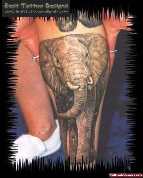 Left Leg Elephant Tattoo
