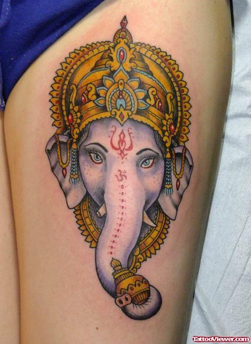 Indian God Ganesha With Elephant Head Tattoo