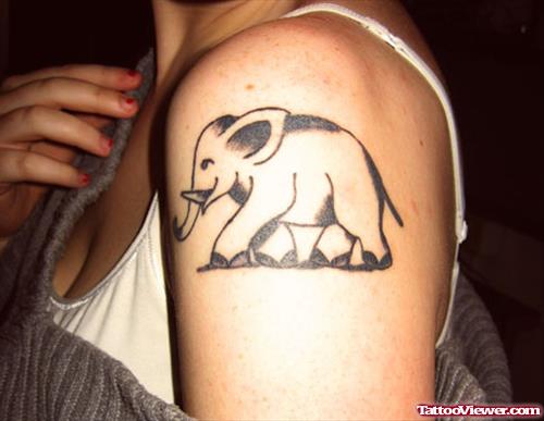 Elephant Tattoo On Left Shoulder