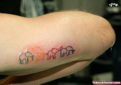 Colored Rainbow Elephant Tattoos