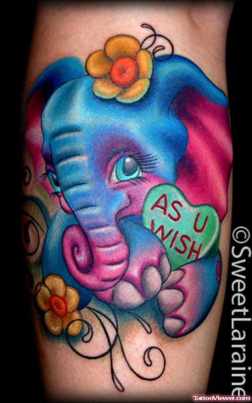 Colored Elephant Tattoo