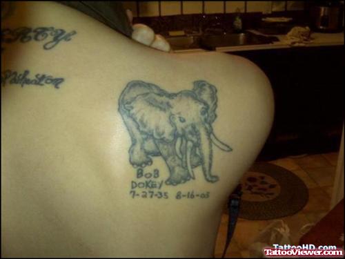 Elephant Tattoo With Memorial Date