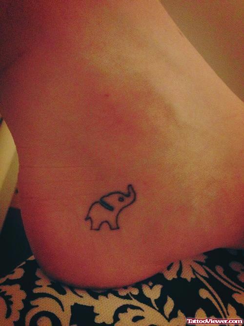 Outline Small Elephant Tattoo On Heel