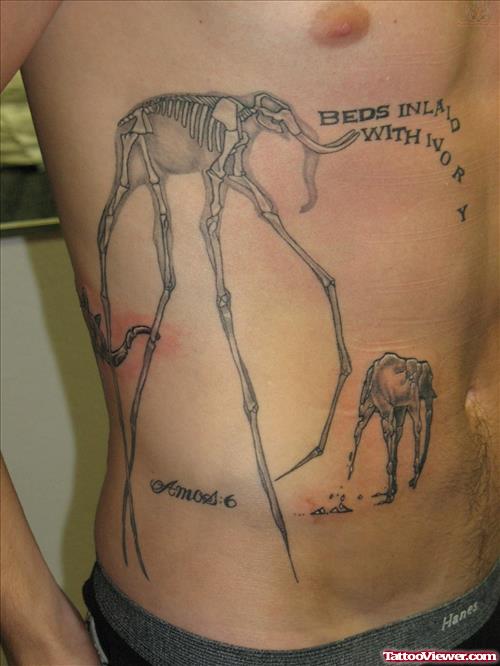 Dali Elephant Tattoos On Rib Side