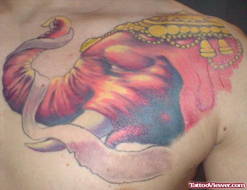 Red Elephant Head Tattoo