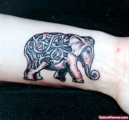 Grey Elephant Tattoo On Wrist