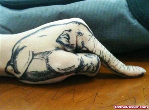 Elephant Head Tattoo On Left Hand