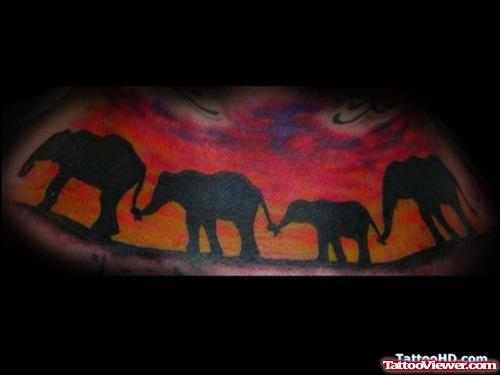 Colored Elephant Tattoos On Chest