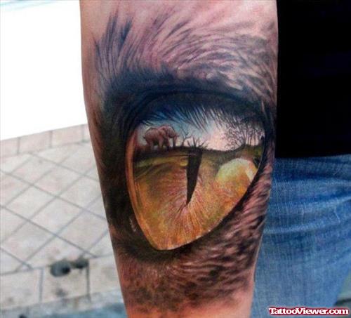 3D Eye And Elephant Tattoo