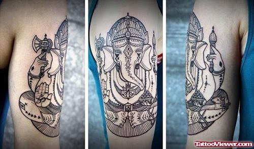 Half Sleeve Elephant Head Ganesha Tattoo