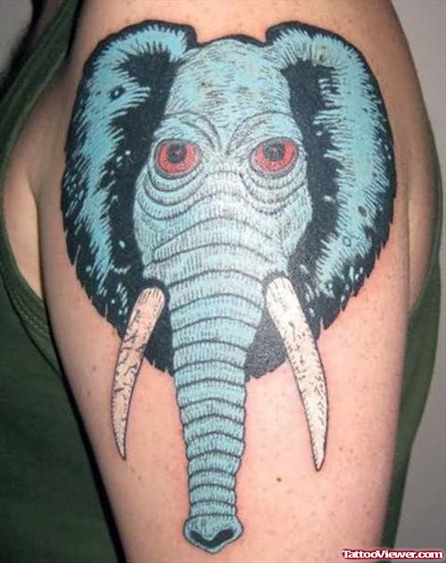 Blue Face Elephant Tattoo