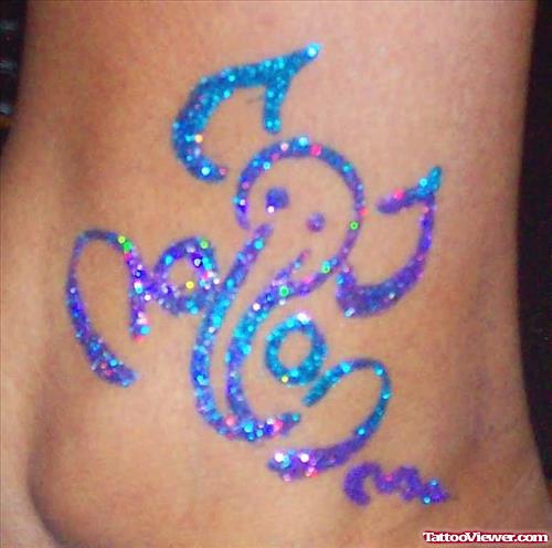 Ankle Elephant Glitter Tattoo