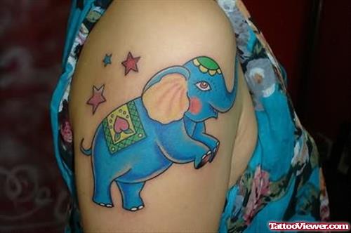 Cute Baby Elephant Tattoo For Young Girls