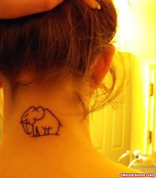 Elephant Tattoo On Neck For Girls