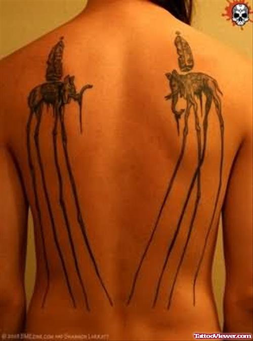 Dali Elephants Tattoos On Back