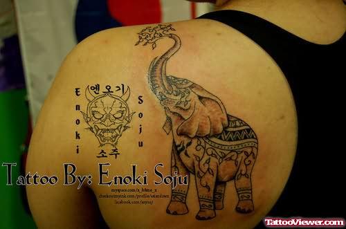 Large Elephant Tattoo On Back