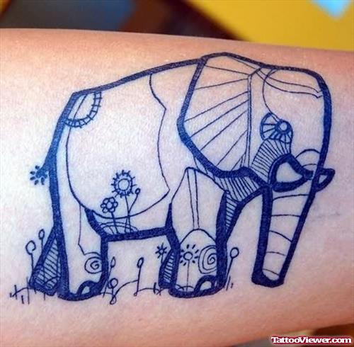 Elephant Tattoo Outline