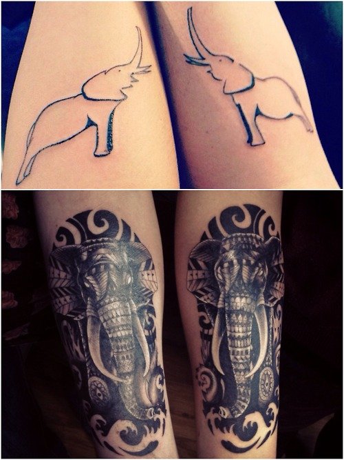 Double Elephant Tattoos