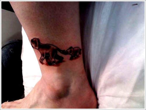 Mother And Baby Elephant Tattoos On Ankle