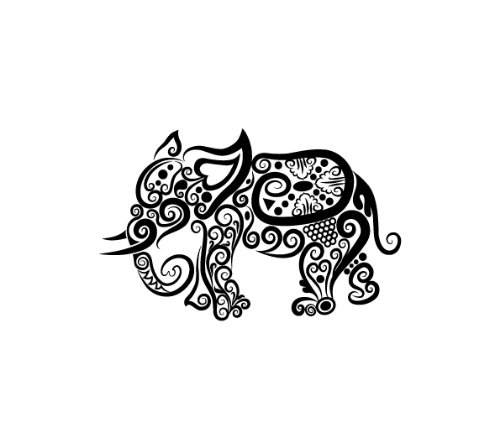 Unique Black Tribal Elephant Tattoo Design