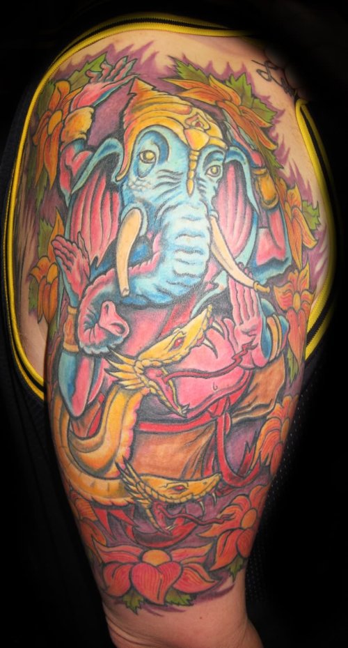 Shoulders Elephant Tattoo
