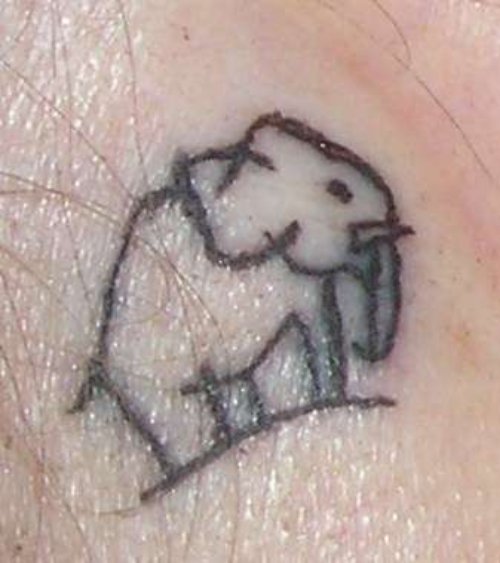 Babu Elephant Outline Tattoo