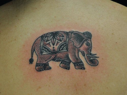 Small Indian Elephant Tattoo On Back