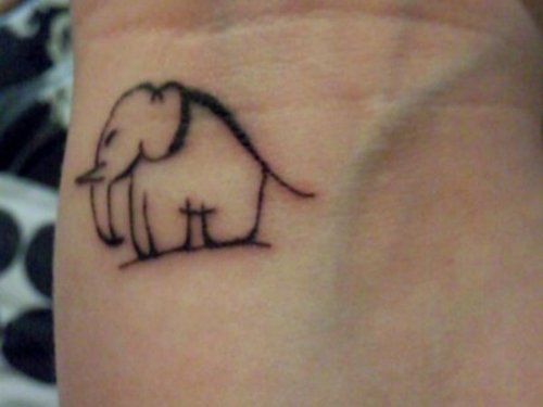 Attractive Outline Small Elephant Tattoo On Wrist