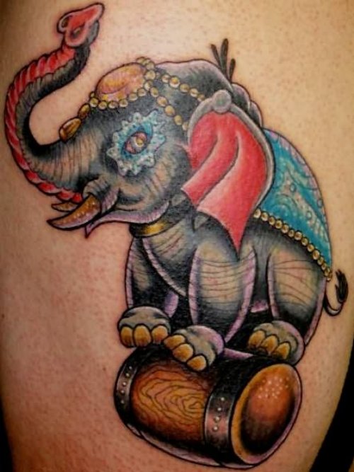 Little Elephant Playing Tattoo